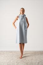 Axel Linen Tie Dress Sky Blue Luxmii