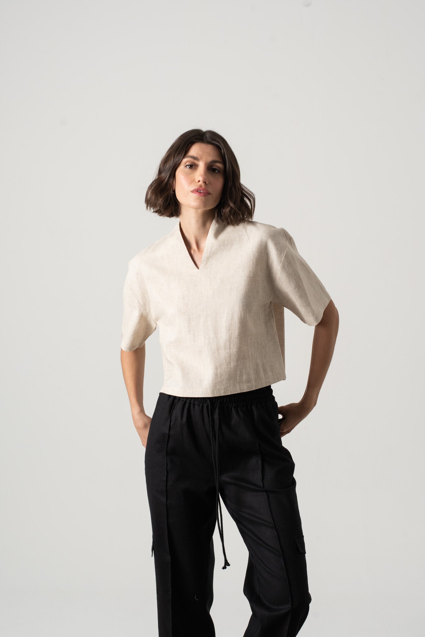 Emil Linen Top Natural Luxmii