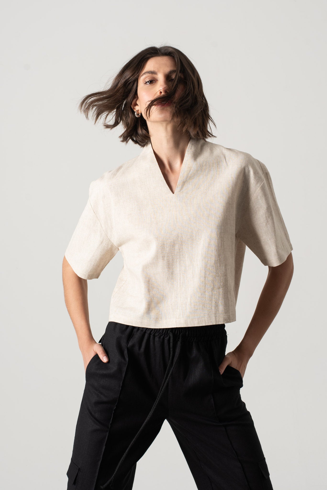 Emil Linen Top Natural Luxmii