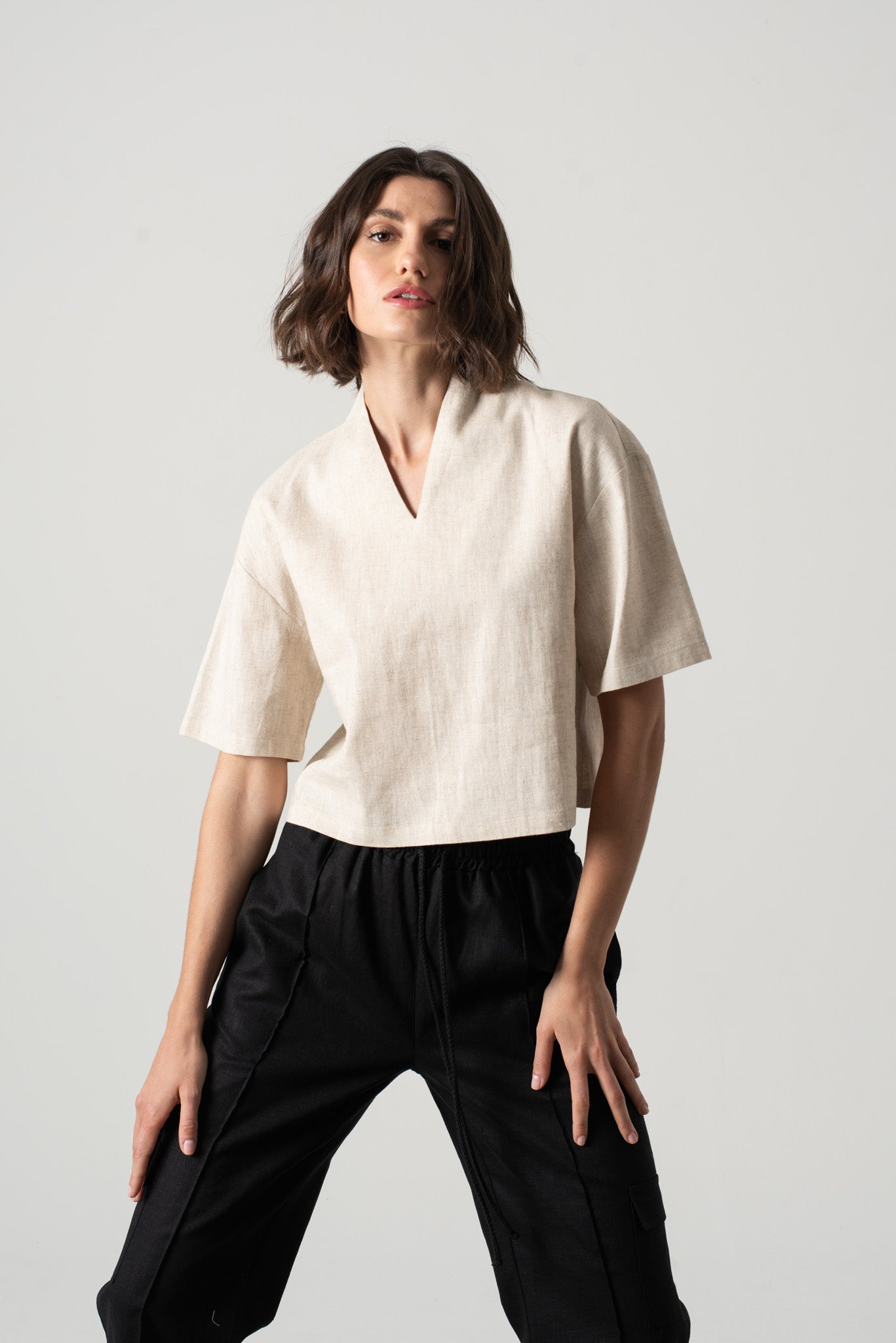 Emil Linen Top Natural Luxmii