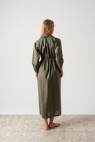 Halvar Linen Maxi Dress Khaki Luxmii