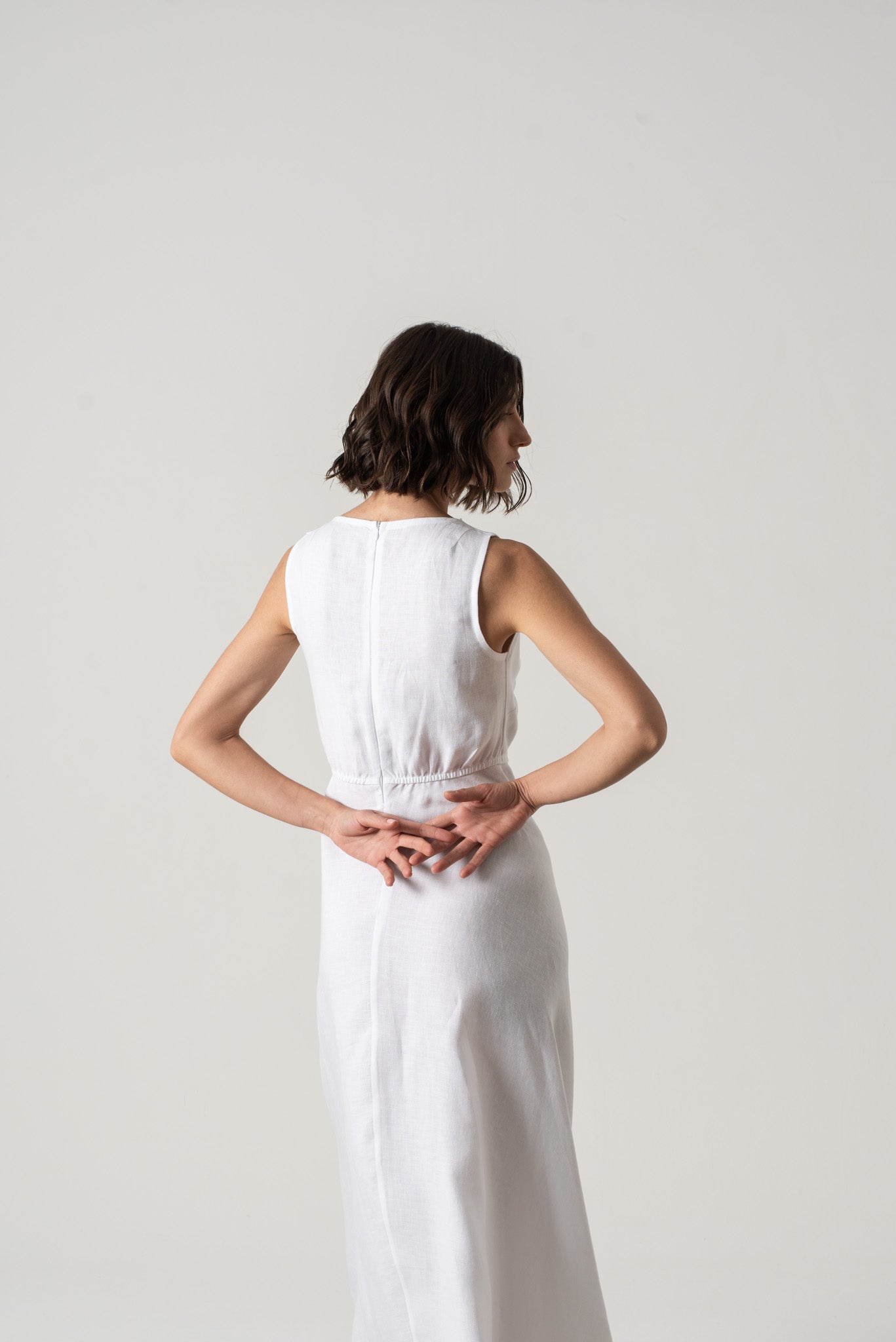 Hemming Linen Midi Dress White Luxmii