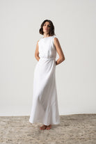 Hemming Linen Midi Dress White Luxmii