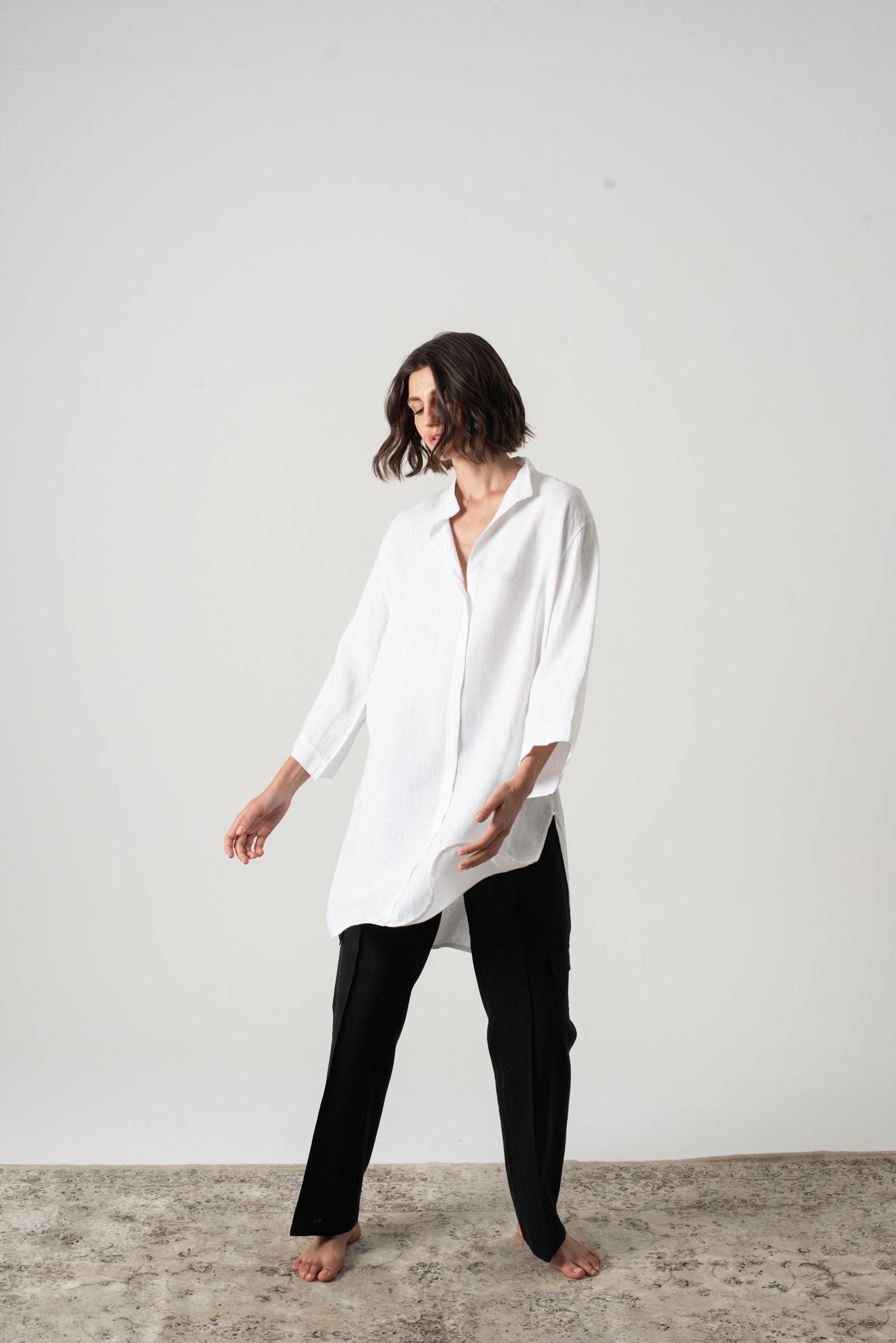 Hugo Linen Tunic Shirt White Luxmii