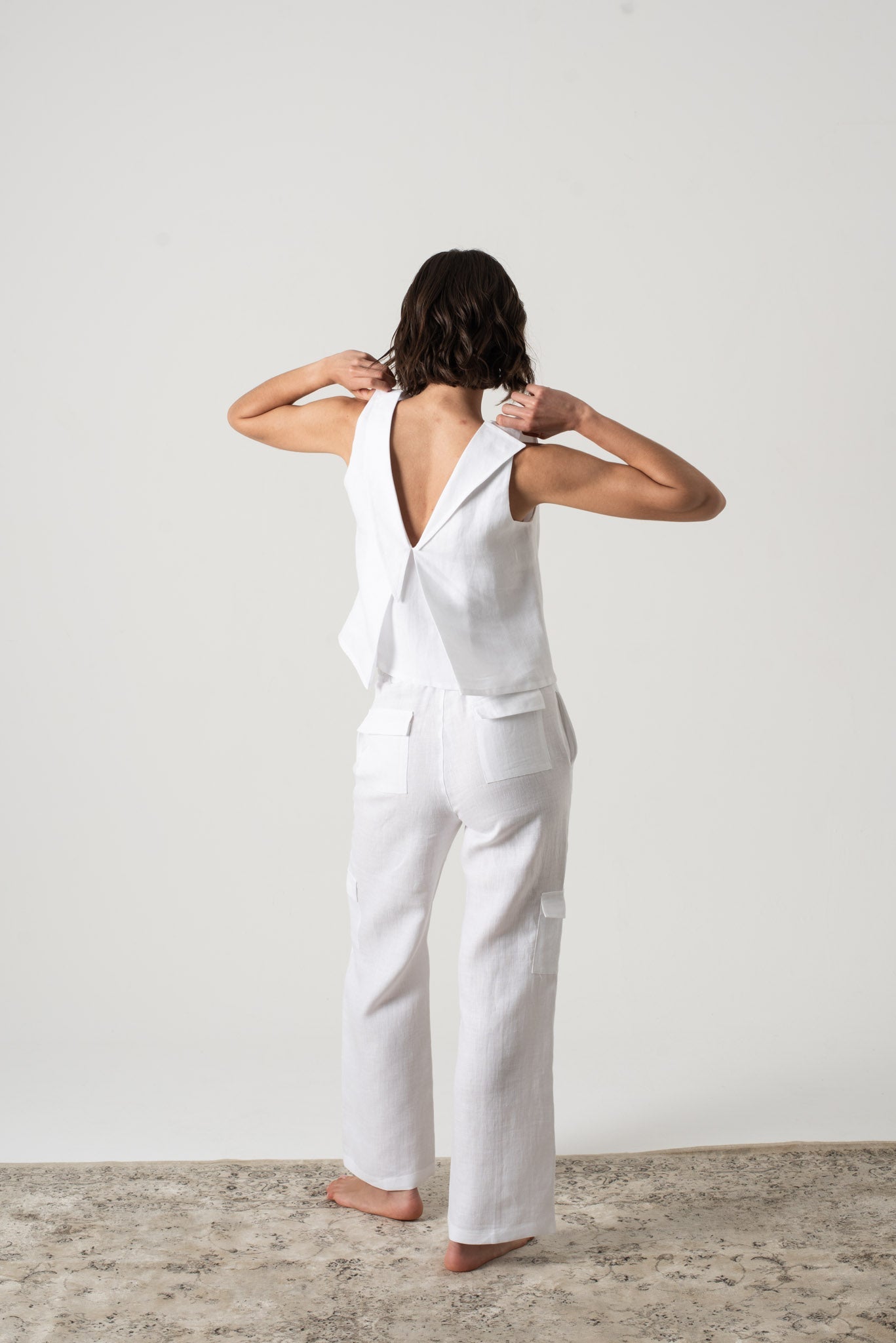 L'origami Linen Top White Luxmii