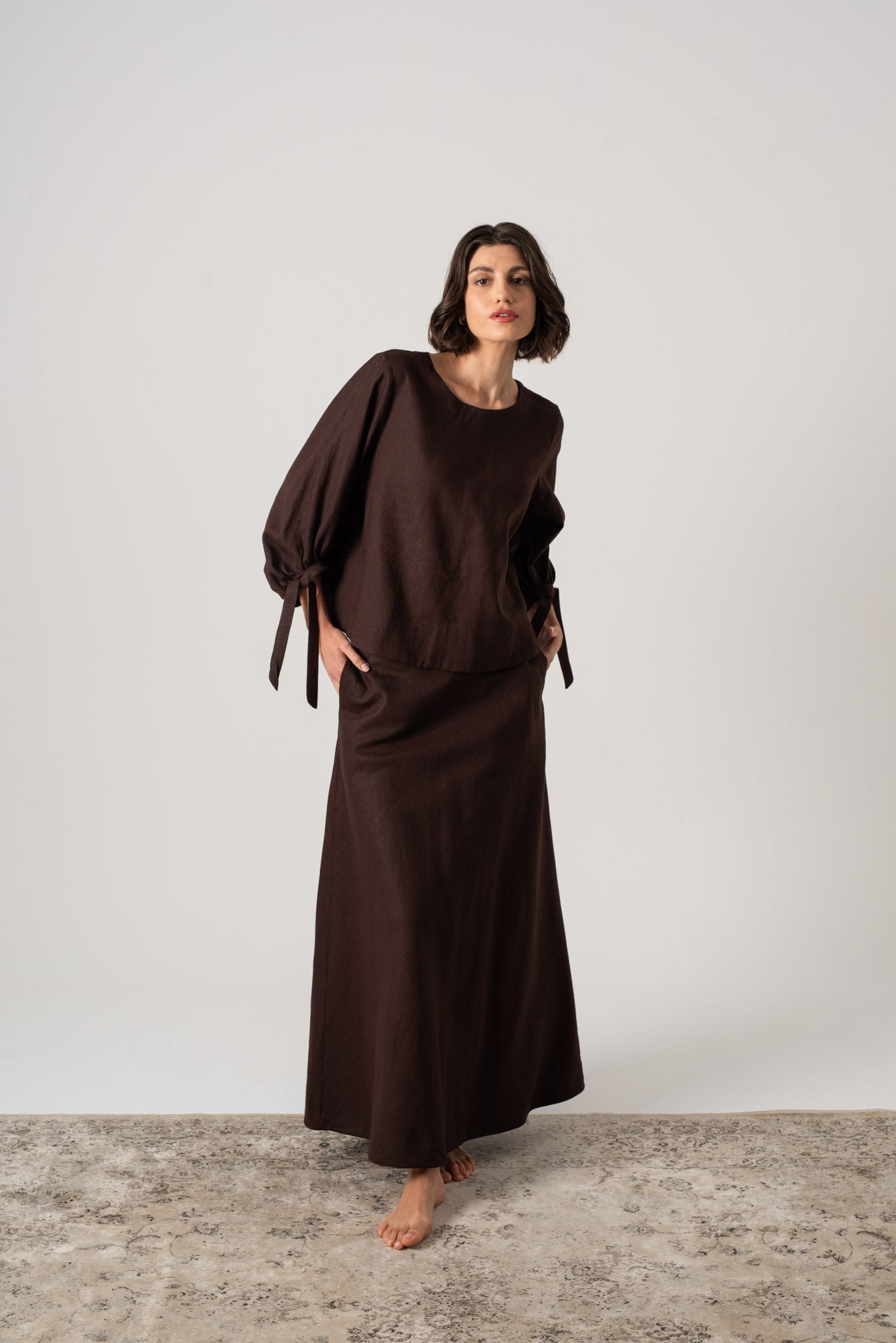 Olen Maxi Skirt Brown Espresso Luxmii