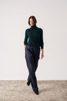 Ombra 100% Cashmere Turtleneck Sweater Forest Green Luxmii