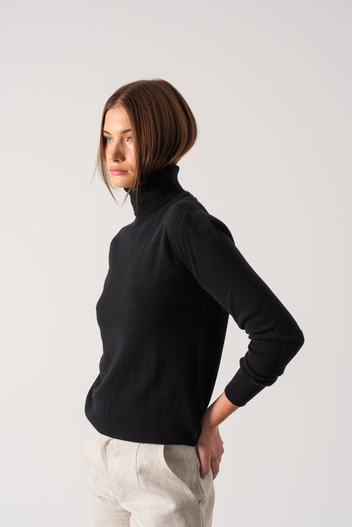 Ombra Cashmere Turtleneck Sweater Black Luxmii