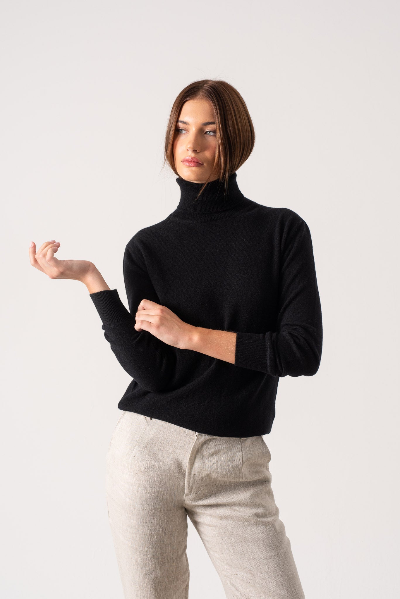 Ombra Cashmere Turtleneck Sweater Black Luxmii