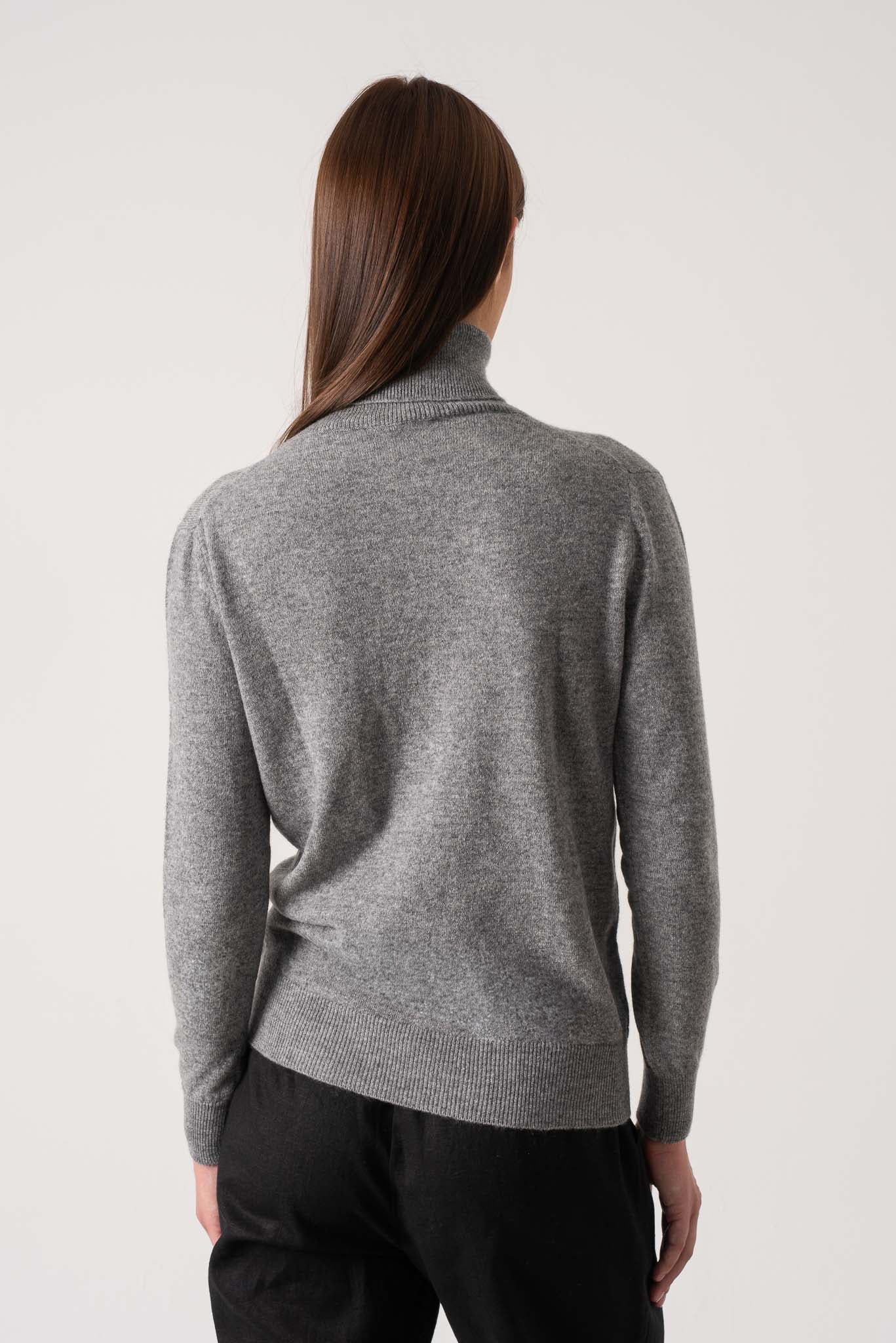 Ombra Cashmere Turtleneck Sweater Mélange Grey Luxmii