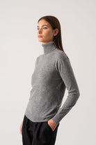 Ombra Cashmere Turtleneck Sweater Mélange Grey Luxmii