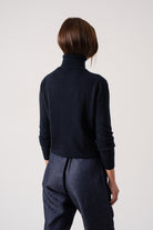 Ombra Cashmere Turtleneck Sweater Navy Luxmii