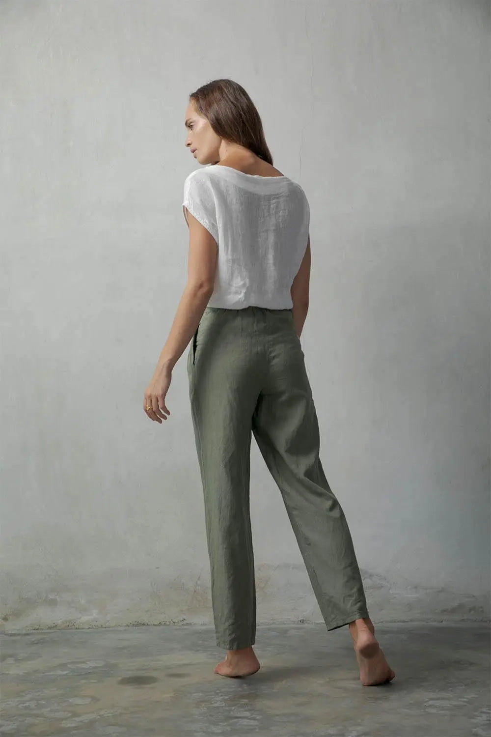 Piega Linen Trouser Khaki Luxmii