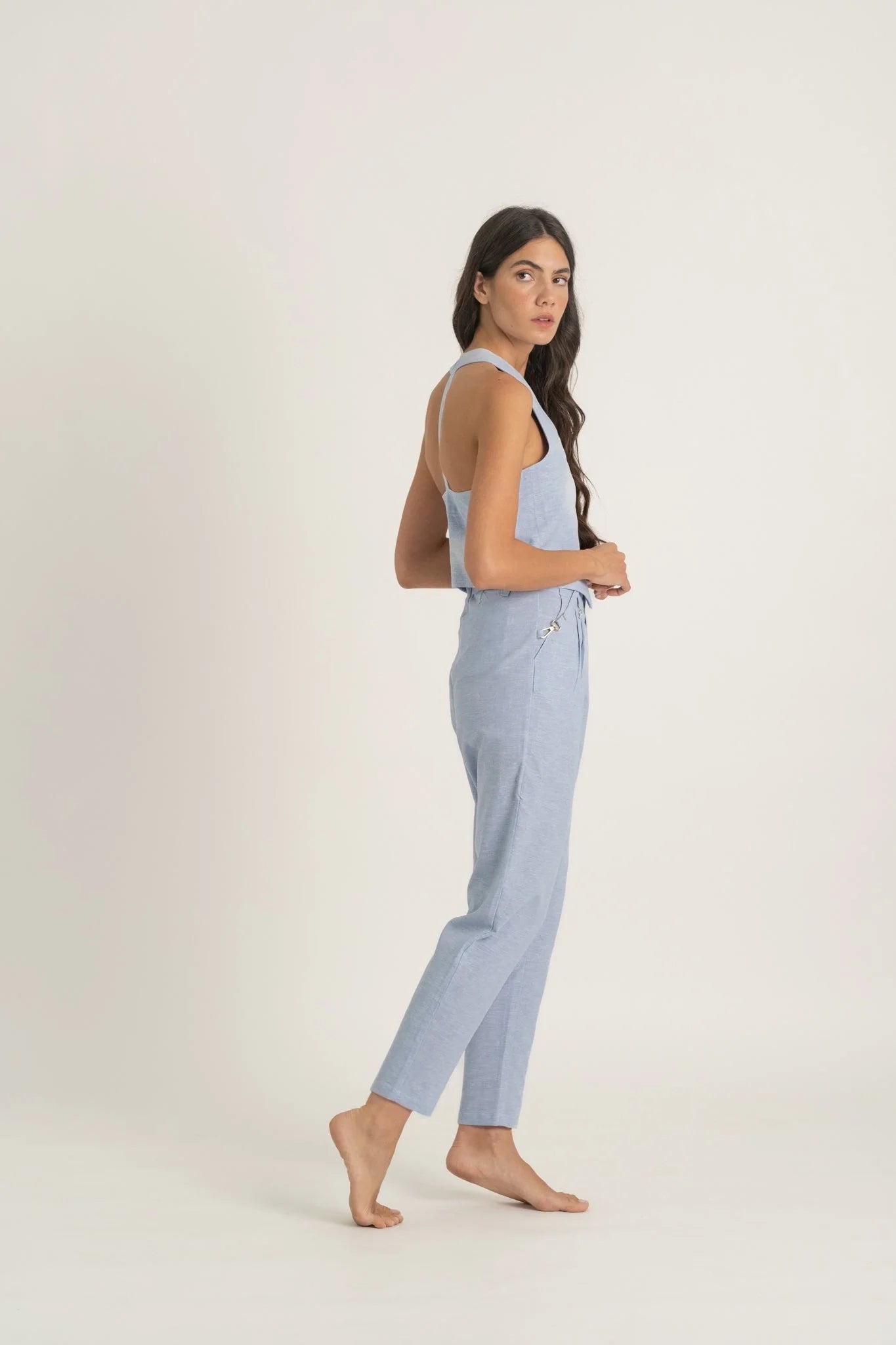 Pioggia Linen Trouser Sky Blue Luxmii