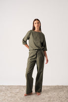 Thalia Linen Trouser Khaki Luxmii