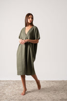 Vacanza Linen Kaftan Khaki Luxmii