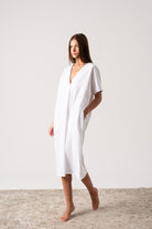 Vacanza Linen Kaftan White Luxmii