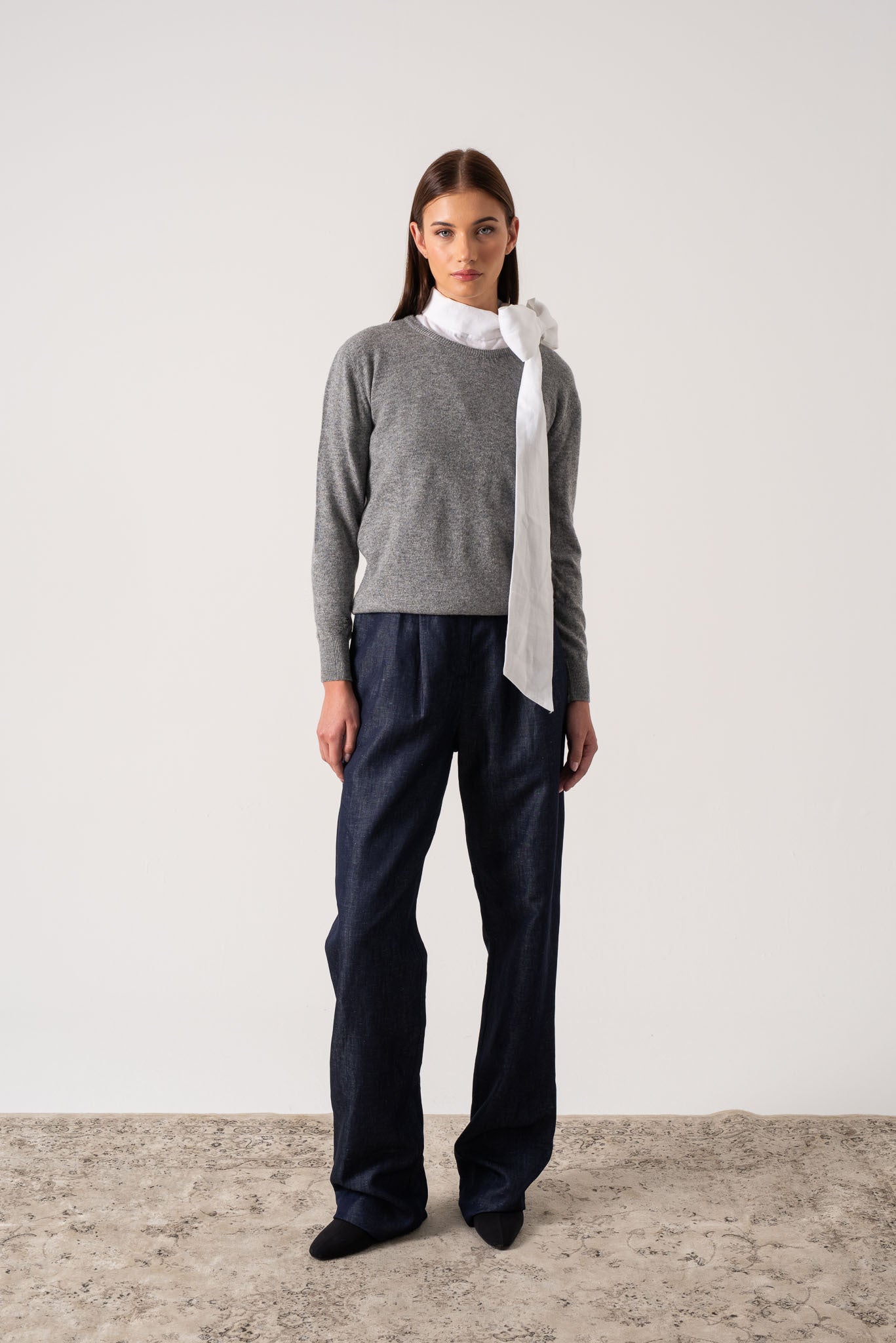 Velare Crewneck Cashmere Sweater Mélange Grey Luxmii