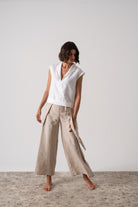 Zakai Linen Wrap Pant Oatmeal Luxmii