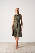 Zaya Linen Dress Khaki Luxmii