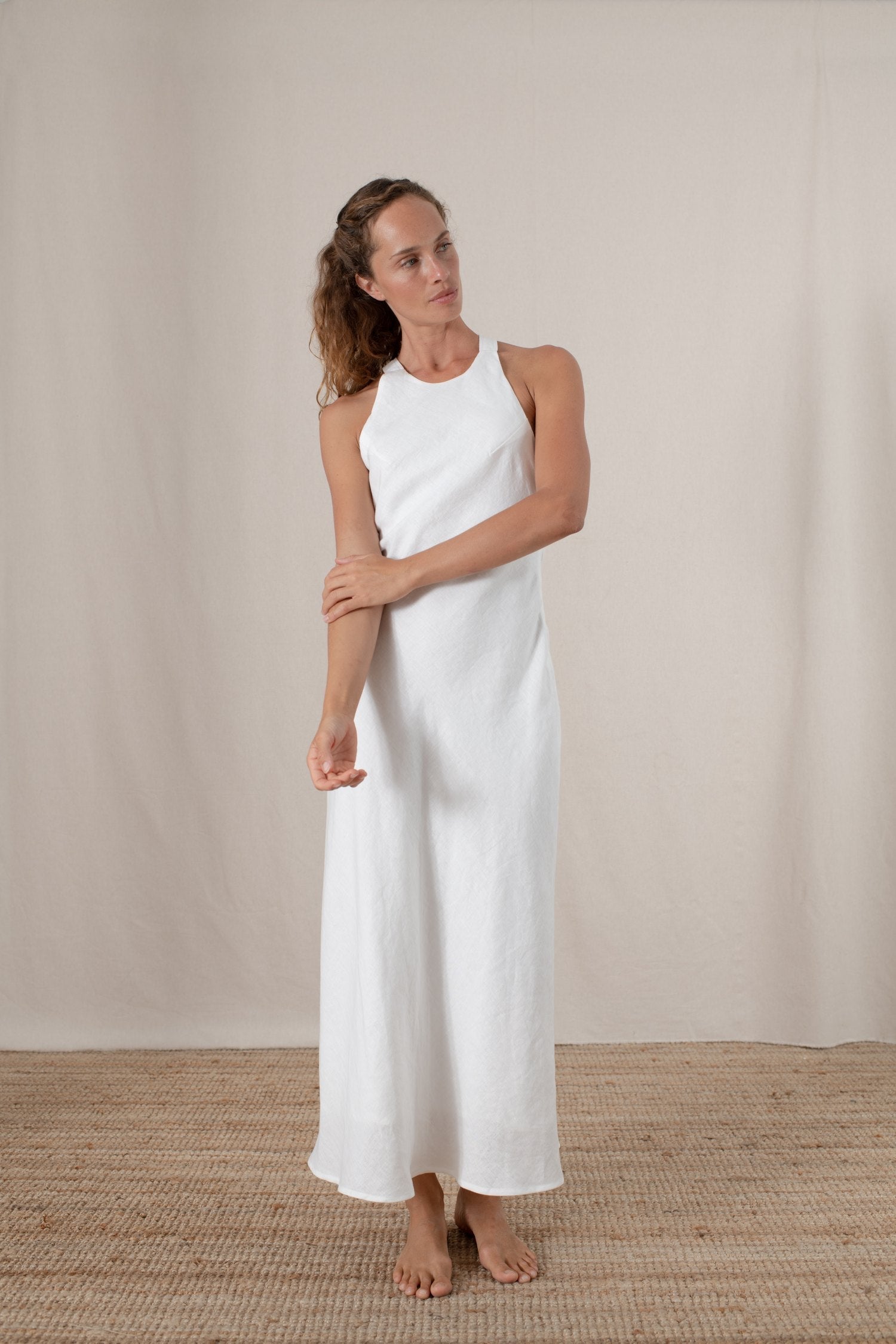 White linen maxi hot sale dress